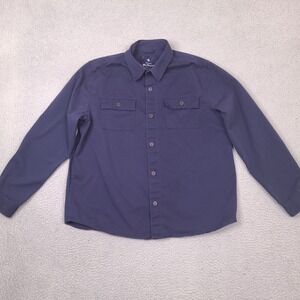 Ben Sherman Shirt Mens Large Blue Heavy Cotton Work Safari Casual‎ Button Down